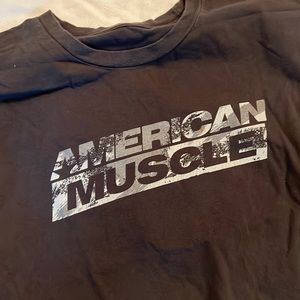 Dark gray, American muscle, short sleeve, crewneck T-shirt, size large